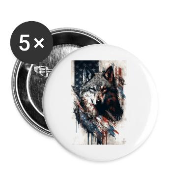 Wolf Design by ART8NS Art on Streetwear S 01of25 - Buttons klein 25 mm (5er Pack) - Weiß - Vorne