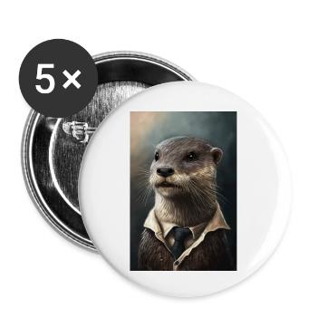 Otter Realistic Cartoon Anime - Buttons small 1''/25 mm (5-pack) - white - Front