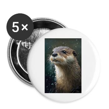 Otter Realistic Cartoon Anime Rain - Buttons small 1''/25 mm (5-pack) - white - Front
