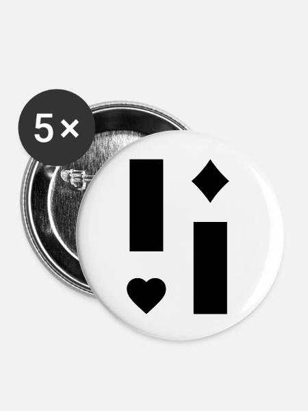 Schlichtes Design - Buttons klein 25 mm (5er Pack) - Weiß