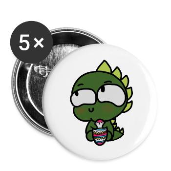 Dino de Pâques - Lot de 5 petits badges (25 mm) - blanc - Devant