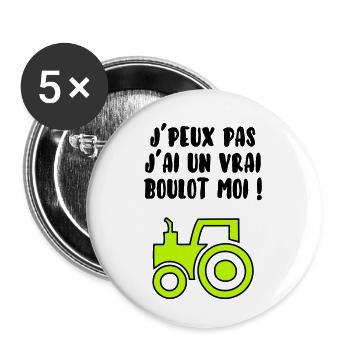 J’peux pas j’ai un vrai boulot - Lot de 5 petits badges (25 mm) - blanc - Devant