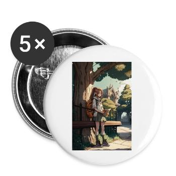 Anime Girl Manga Cadeau - Lot de 5 petits badges (25 mm) - blanc - Devant