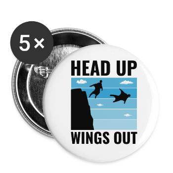 Wingsuit fliegen Base Jumping Fallschirmspringen Wingsuiting - Buttons klein 25 mm (5er Pack) - Weiß - Vorne