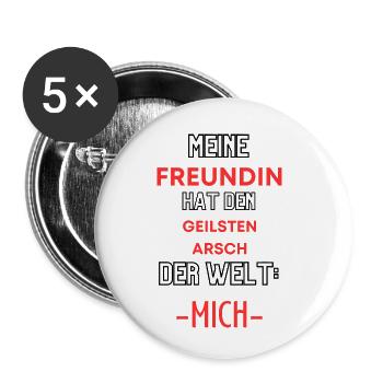 Meine Freundin hat den geilsten A..... - Buttons klein 25 mm (5er Pack) - Weiß - Vorne