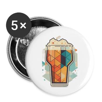 Bière artisanale minimaliste - Lot de 5 petits badges (25 mm) - blanc - Devant