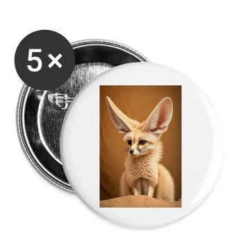 Fennec Desert Fox Animal Africa - Buttons small 1''/25 mm (5-pack) - white - Front