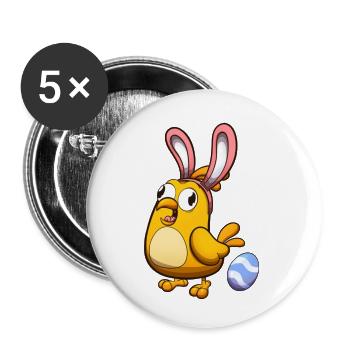 Mignon petit poussin de Pâques avec des oreilles de lapin - Lot de 5 petits badges (25 mm) - blanc - Devant