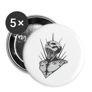Crâne - Lot de 5 petits badges (25 mm) - blanc - Devant