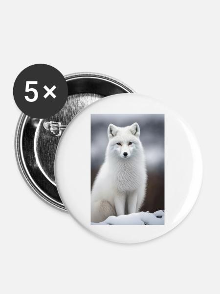 Polarfuchs - Buttons klein 25 mm (5er Pack) - Weiß