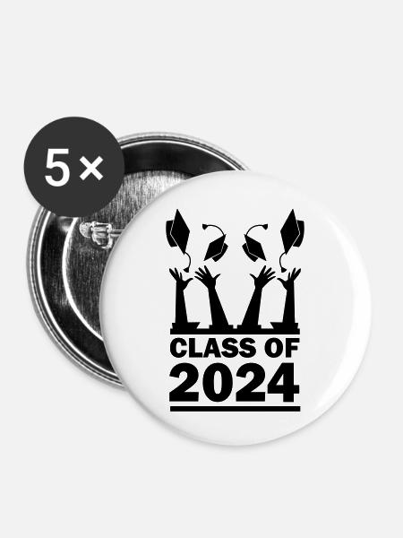 class of 2024 - Buttons klein 25 mm (5er Pack) - Weiß