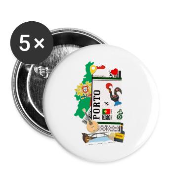 Billet d’avion - carte d’embarquement - carte d’embarquement - Porto - Lot de 5 petits badges (25 mm) - blanc - Devant