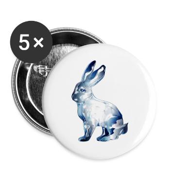 glass rabbit colored in glass look - Buttons small 1''/25 mm (5-pack) - white - Front