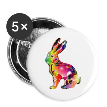 colorful shimmering rabbit - Buttons small 1''/25 mm (5-pack) - white - Front
