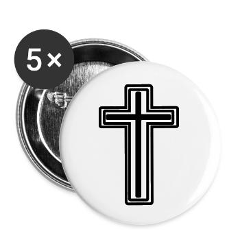 Cross transparent - Buttons small 1''/25 mm (5-pack) - white - Front