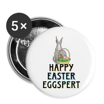 happy easter eggspert - Buttons klein 25 mm (5er Pack) - Weiß - Vorne
