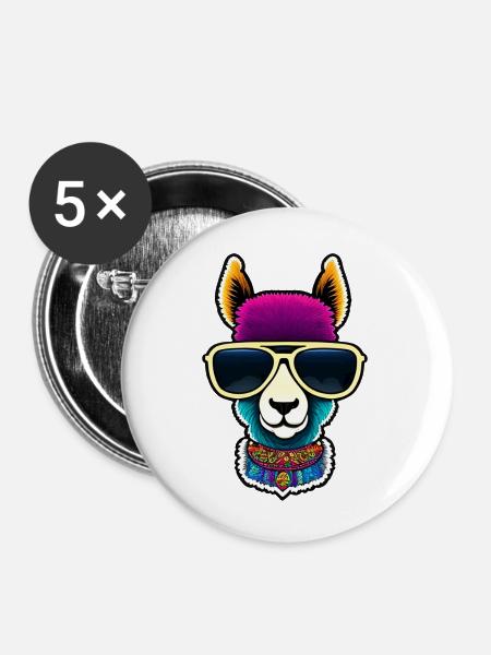 cute lama - Buttons klein 25 mm (5er Pack) - Weiß