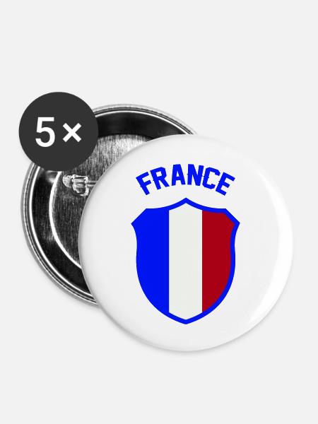 france wappen - Buttons klein 25 mm (5er Pack) - Weiß