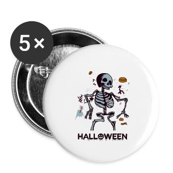 Halloween - Lot de 5 petits badges (25 mm) - blanc - Devant