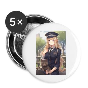 Anime Girl Uniforme Cadeau - Lot de 5 petits badges (25 mm) - blanc - Devant