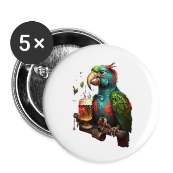 Perroquet de bière coloré - Lot de 5 petits badges (25 mm) - blanc - Devant