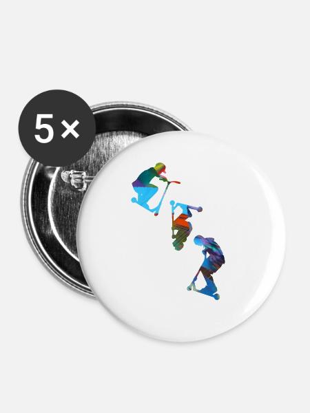 Stuntscooter,Trickscooter,tricks,stunt,e-scooter - Buttons klein 25 mm (5er Pack) - Weiß
