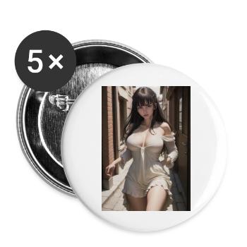Femme dans une ruelle, ville,IA générée - Lot de 5 petits badges (25 mm) - blanc - Devant