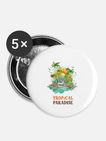 Tropisches Paradies - Buttons klein 25 mm (5er Pack) - Weiß