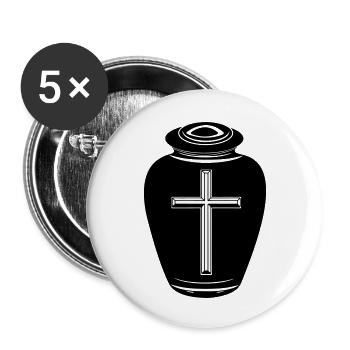 Urne avec croix - Lot de 5 petits badges (25 mm) - blanc - Devant
