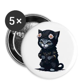 With this motif you will become a ninja - Buttons small 1''/25 mm (5-pack) - white - Front