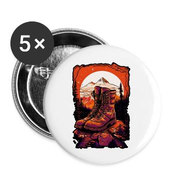 Hiking Boots , camping, flat color background, - Lot de 5 petits badges (25 mm) - blanc - Devant
