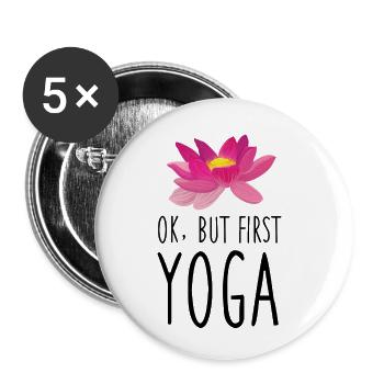 Cadeau de yoga pour Yogis Méditation Idée cadeau Om - Lot de 5 petits badges (25 mm) - blanc - Devant