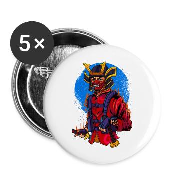 Samouraï - Lot de 5 petits badges (25 mm) - blanc - Devant