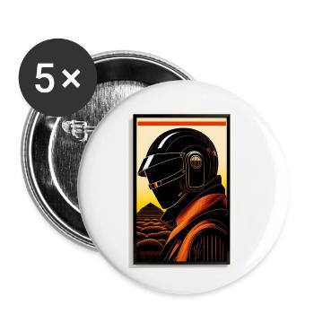 in the style of a woodblock print - Buttons small 1''/25 mm (5-pack) - white - Front