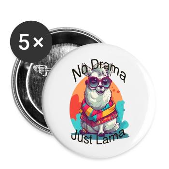 No drama just lama. - Buttons small 1''/25 mm (5-pack) - white - Front