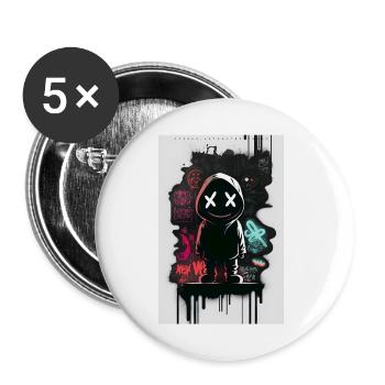 Robot Graffiti Design by ART8NS Art ON Streetwear - Buttons klein 25 mm (5er Pack) - Weiß - Vorne