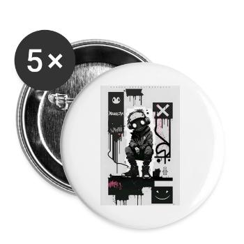 Robot Graffiti Design by ART8NS Art ON Streetwear - Buttons klein 25 mm (5er Pack) - Weiß - Vorne
