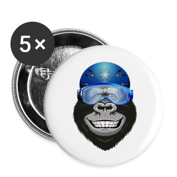 Gorilla mit Brille und Helm - Buttons klein 25 mm (5er Pack) - Weiß - Vorne