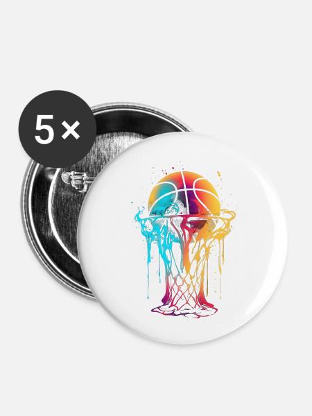Basketball-Kunstkorb - Buttons klein 25 mm (5er Pack) - Weiß