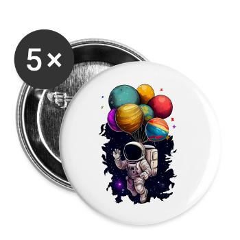 Astronaute sur la lune - Lot de 5 petits badges (25 mm) - blanc - Devant