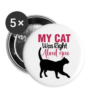 Cute black cat - Buttons small 1''/25 mm (5-pack) - white - Front
