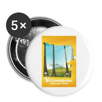 Yellowstone National Park map travel poster - Buttons small 1''/25 mm (5-pack) - white - Front