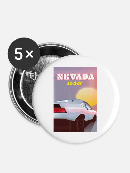 Nevada USA Oldtimer - Buttons klein 25 mm (5er Pack) - Weiß