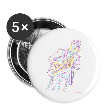 Saxophone jazz - Lot de 5 petits badges (25 mm) - blanc - Devant