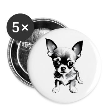 Chihuahua Chien Propriétaire de chien Chihuahua Chichiot Chiens - Lot de 5 petits badges (25 mm) - blanc - Devant