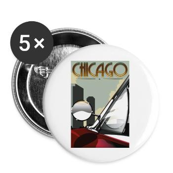 Chicago Car Travel poster - Buttons small 1''/25 mm (5-pack) - white - Front
