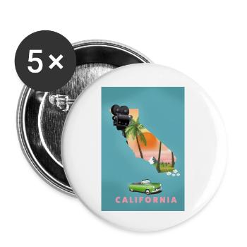 California Movies travel map - Buttons small 1''/25 mm (5-pack) - white - Front