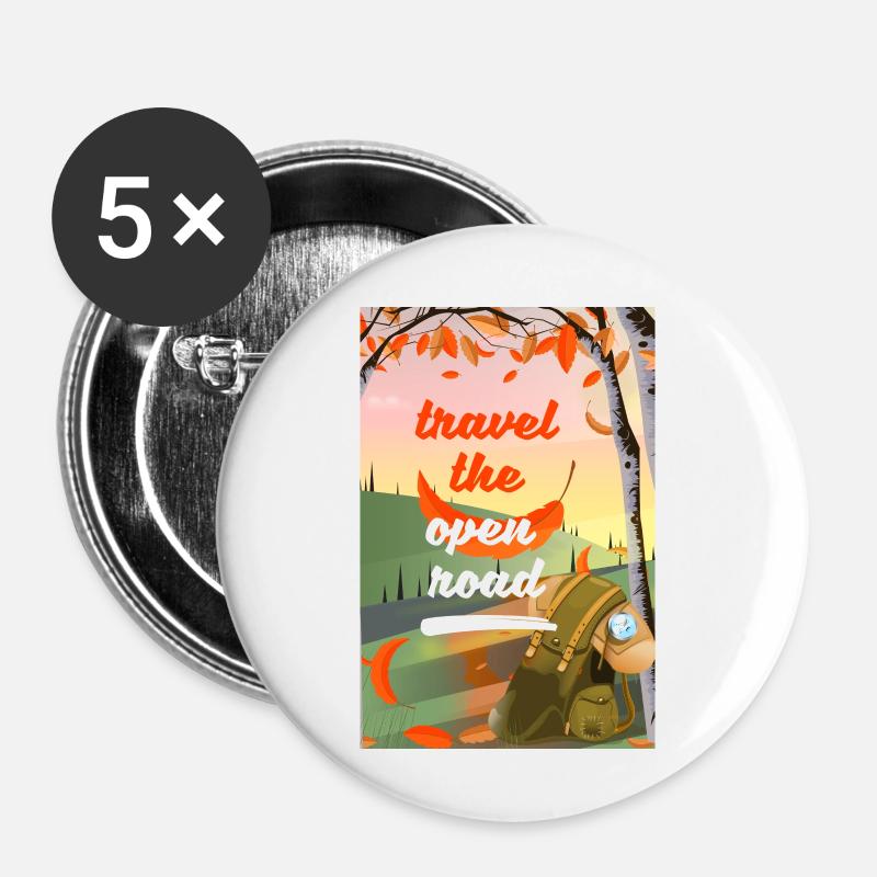 Parcourez la route ouverte - Lot de 5 petits badges (25 mm) - blanc