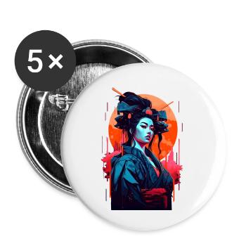 Retro Geisha - Buttons klein 25 mm (5er Pack) - Weiß - Vorne