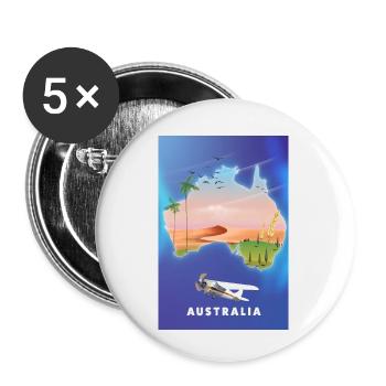 Carte de voyage Australie - Lot de 5 petits badges (25 mm) - blanc - Devant